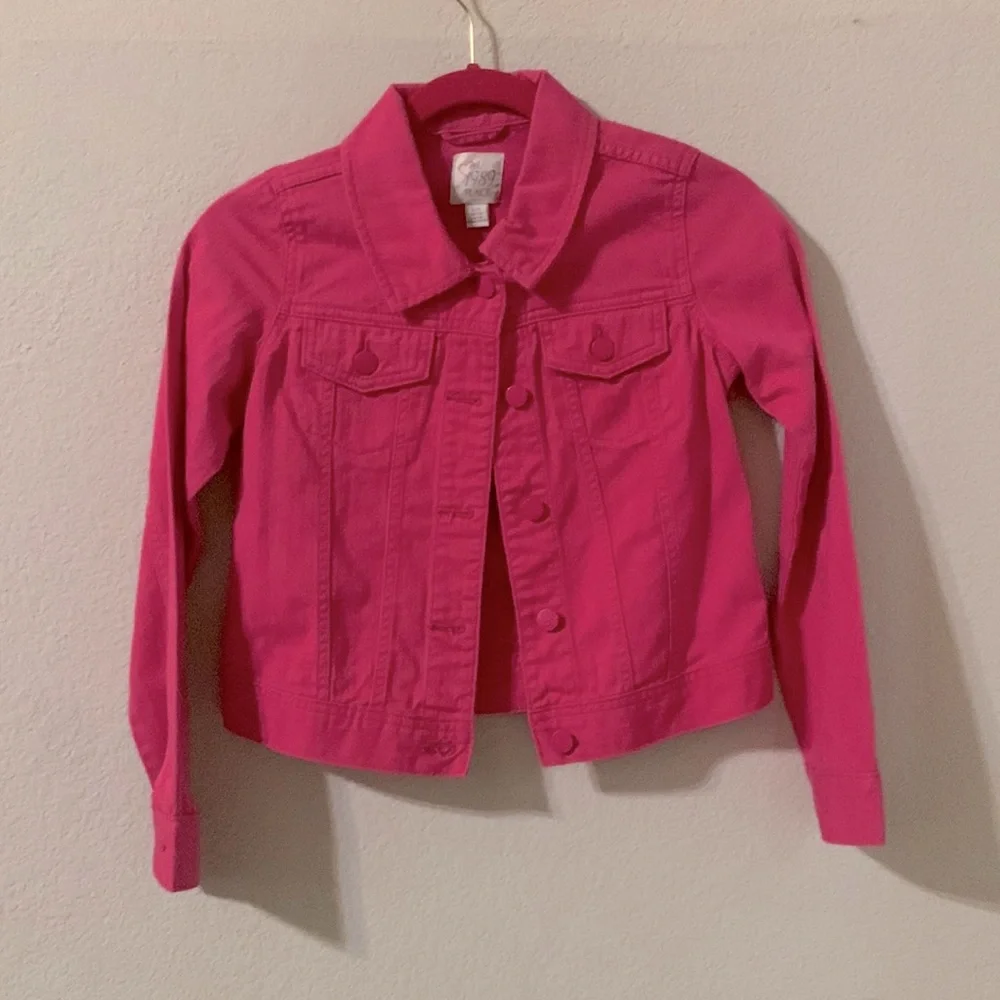 The Children’s Place Jean Jacket in Fuchsia Pink for Girls SZ Large 10/12.